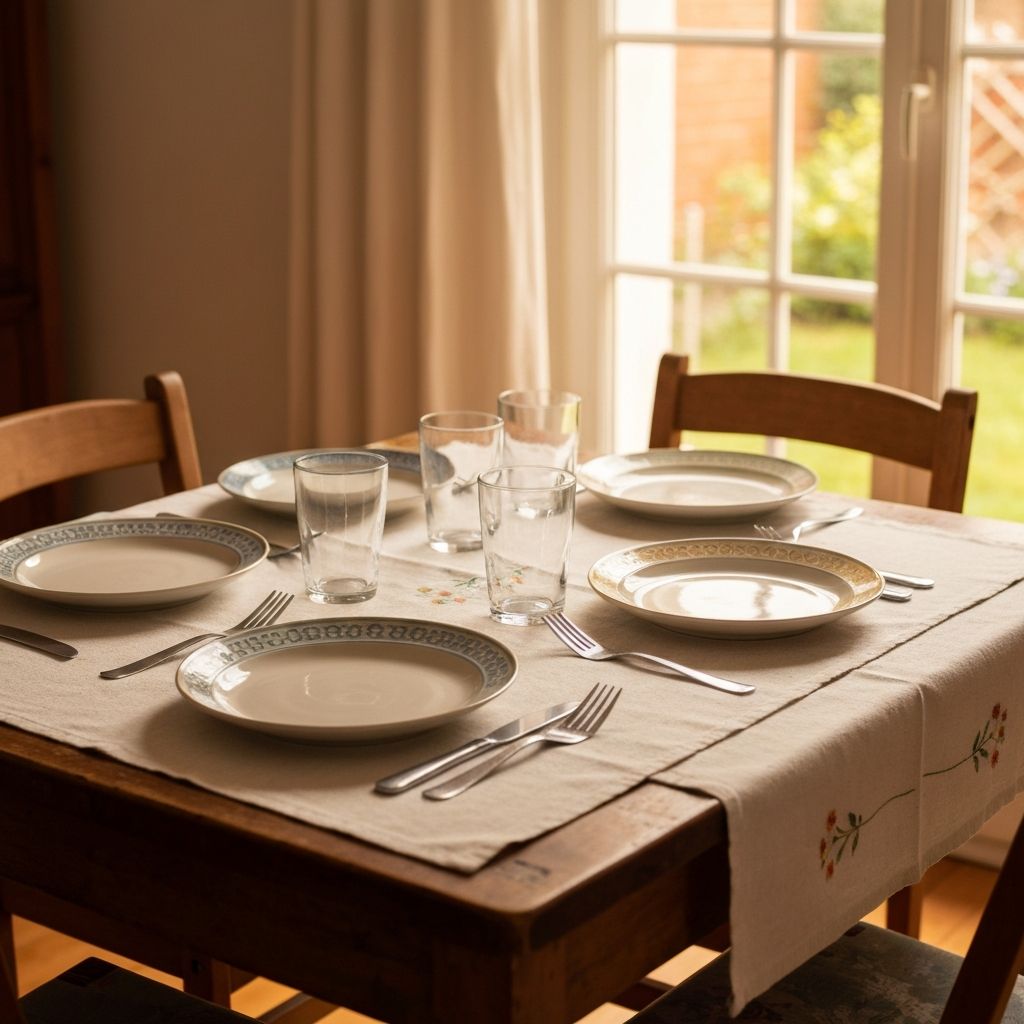 Tavolo preparato per un pasto quotidiano